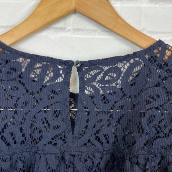 Ann Taylor LOFT Black Lace Blouse 3/4 Sleeve - Picture 3 of 4